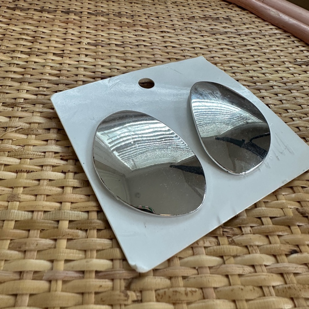 Silver Mirror Sculptural Earrings NWT H&M